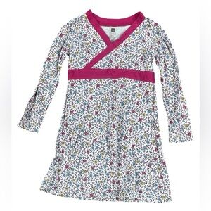 Tea Collection Long Sleeve Wrap Neck Floral Print Dress size 7